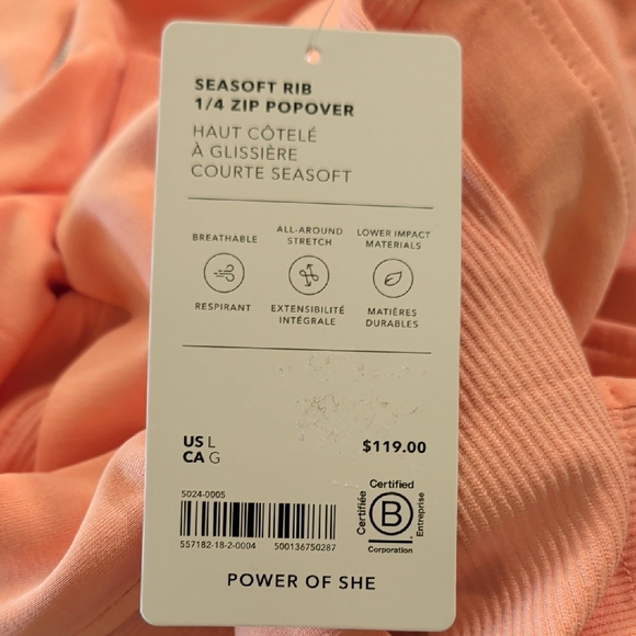 Athleta Seasoft Rib 1/4 Zip Popover In Papaya NWT - Picture 8 of 10